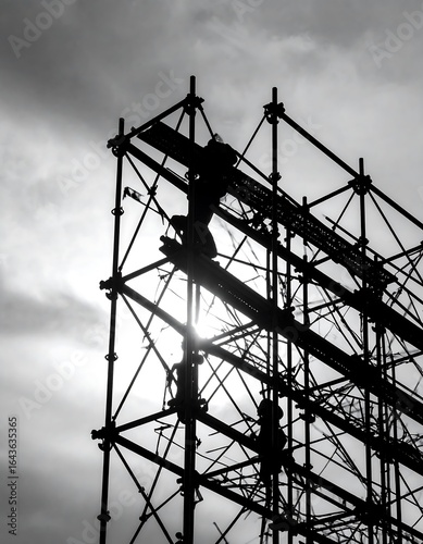 Construction workers on scaffolding