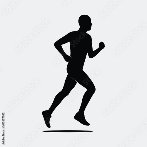 Silhouette runner athlete running exercise workout jogging sport vector illustration