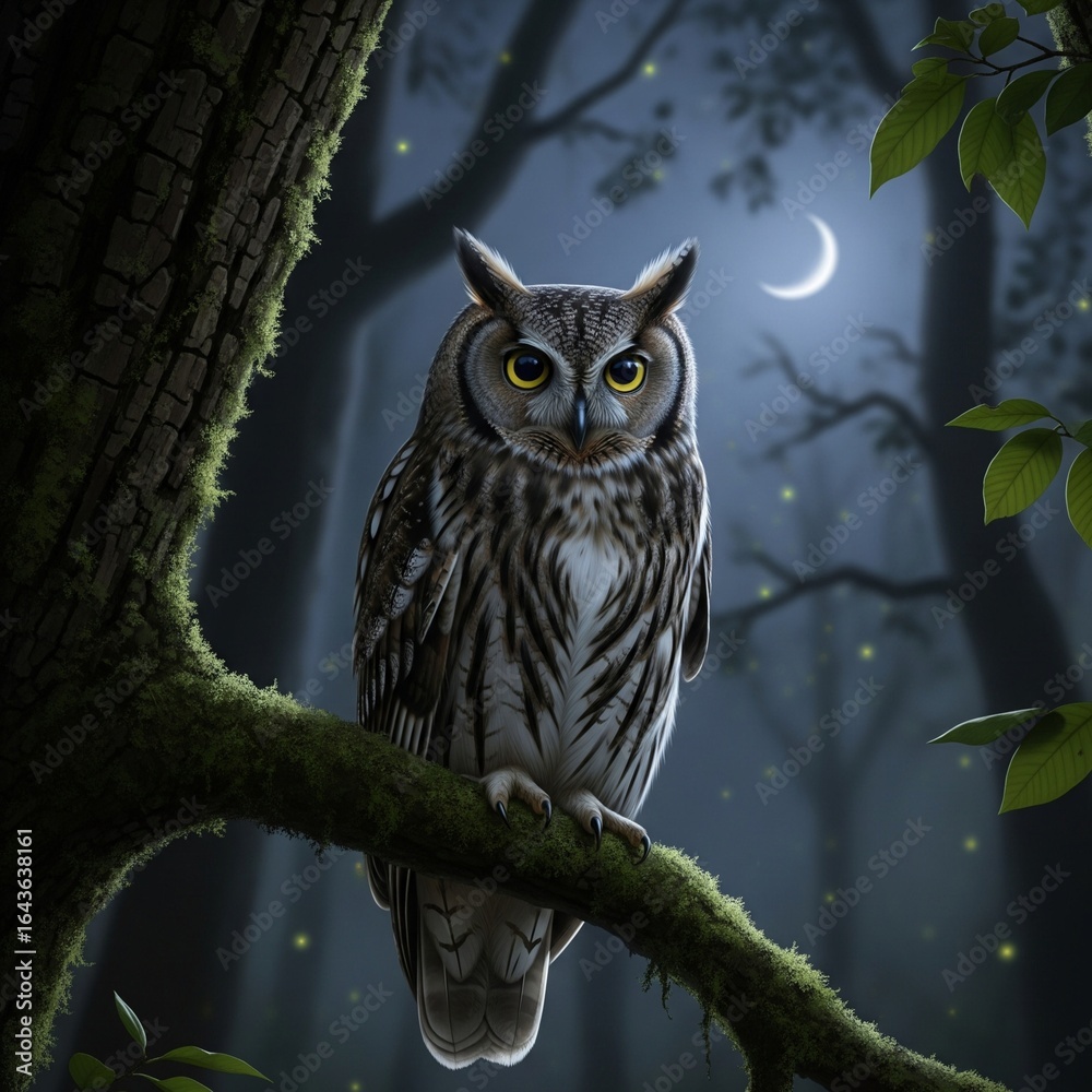 Obraz premium owl on tree branch