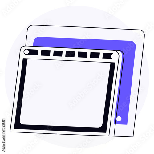Stylized illustration of two digital tablets or screens stacked on top of each other with a minimalist design