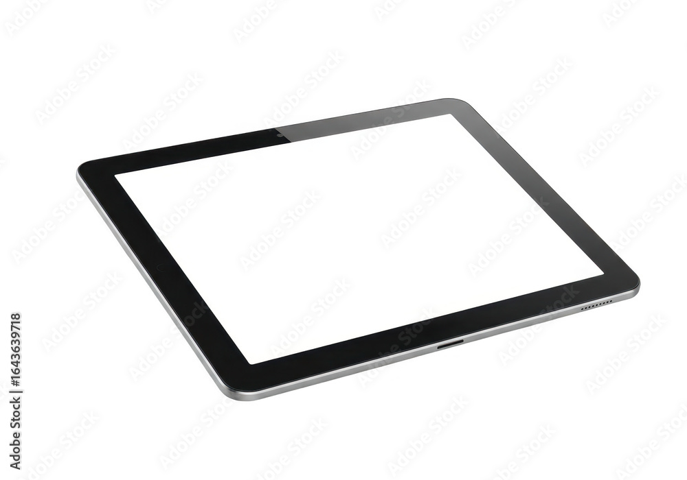 Modern tablet computer with blank white screen isolated on transparent background Modern tablet computer with blank white screen isolated on transparent background