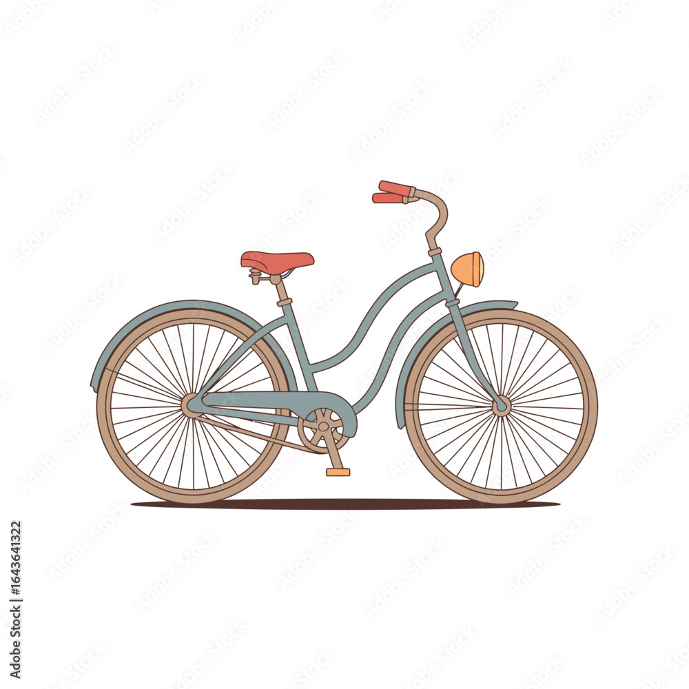 Fototapeta premium Elegant vintage cruiser bicycle illustration. Retro style city bike with a step-through frame isolated. Vector graphic design element.