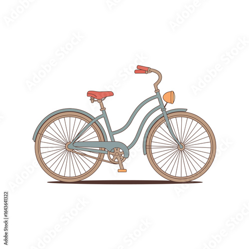 Elegant vintage cruiser bicycle illustration. Retro style city bike with a step-through frame isolated. Vector graphic design element.