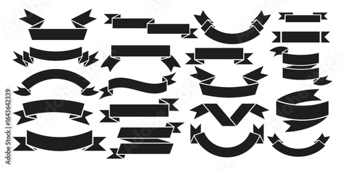 Set of Black ribbon big vector set. Ribbons banner collection. Banner ribbon vector set, colored. A decorative element for project design, presentation, etc. 