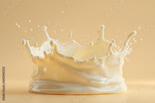 Creamy liquid crown splash against a pale background, exhibiting dynamic texture and subtle highlights
