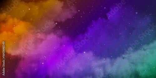 Space fantasy galaxy background with colorful stardust and stars