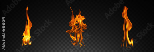 Burning hot sparks effect with embers burning ash and smoke flying in the air. Burning glowing particles. Flame of fire with sparks isolated on a black transparent background. Flame png.	
