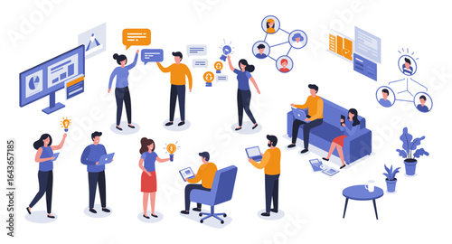 Wallpaper Mural Office teamwork and collaboration concept in isometric style Torontodigital.ca