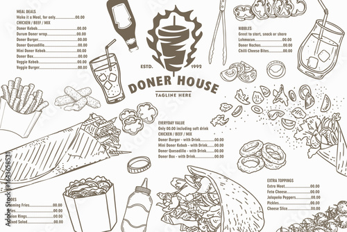 Doner kebab vector illustration. Suitable for restaurant promotional projects.