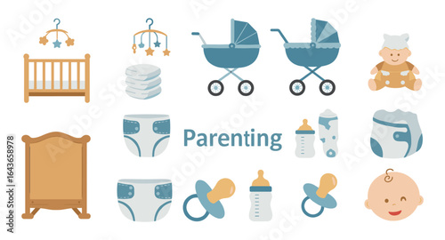 Charming baby care essentials collection in soft pastel colors