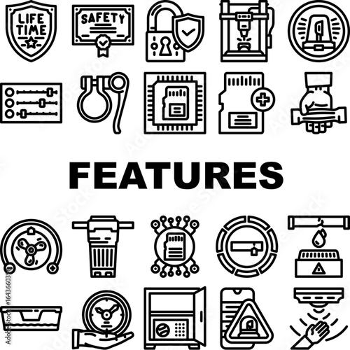 additional features product icons set vector