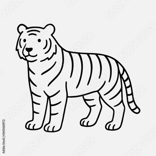 Foto Silhouette tiger outline illustration cute simple design vector illustration