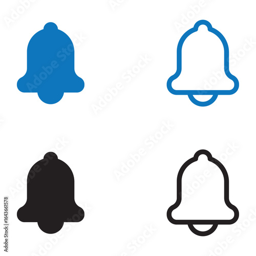 Notification bell icon set. Notification bell solid and line icons set. vector collection. eps file.