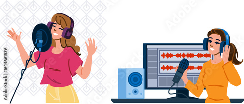 musician singer woman vector