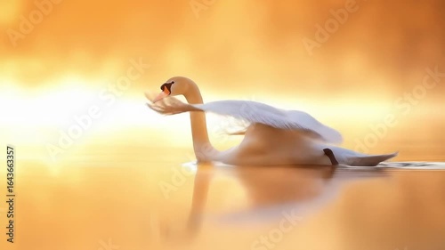 Majestic Swan in Sunrise Glow