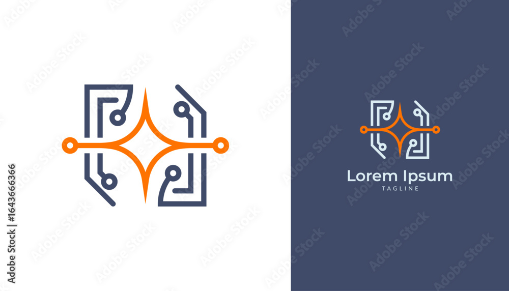 Fototapeta premium Modern abstract tech logo design vector template