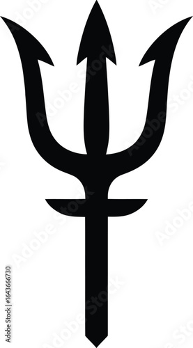 Black Trident Silhouette – Three-Pronged Spear Weapon Symbol