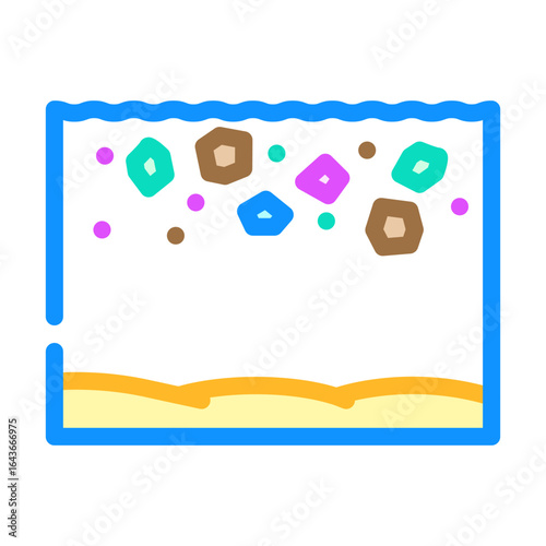 microplastics ocean water color icon vector illustration