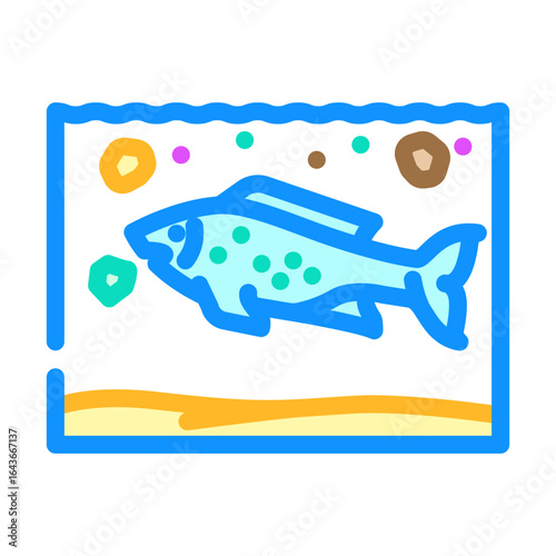 marine life ingesting microplastics color icon vector illustration