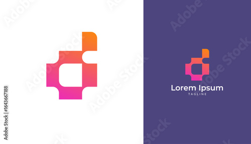 Modern abstract tech logo design vector template. Letter D logo icon