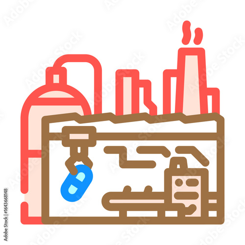 pharmaceutical plant emissions color icon vector illustration
