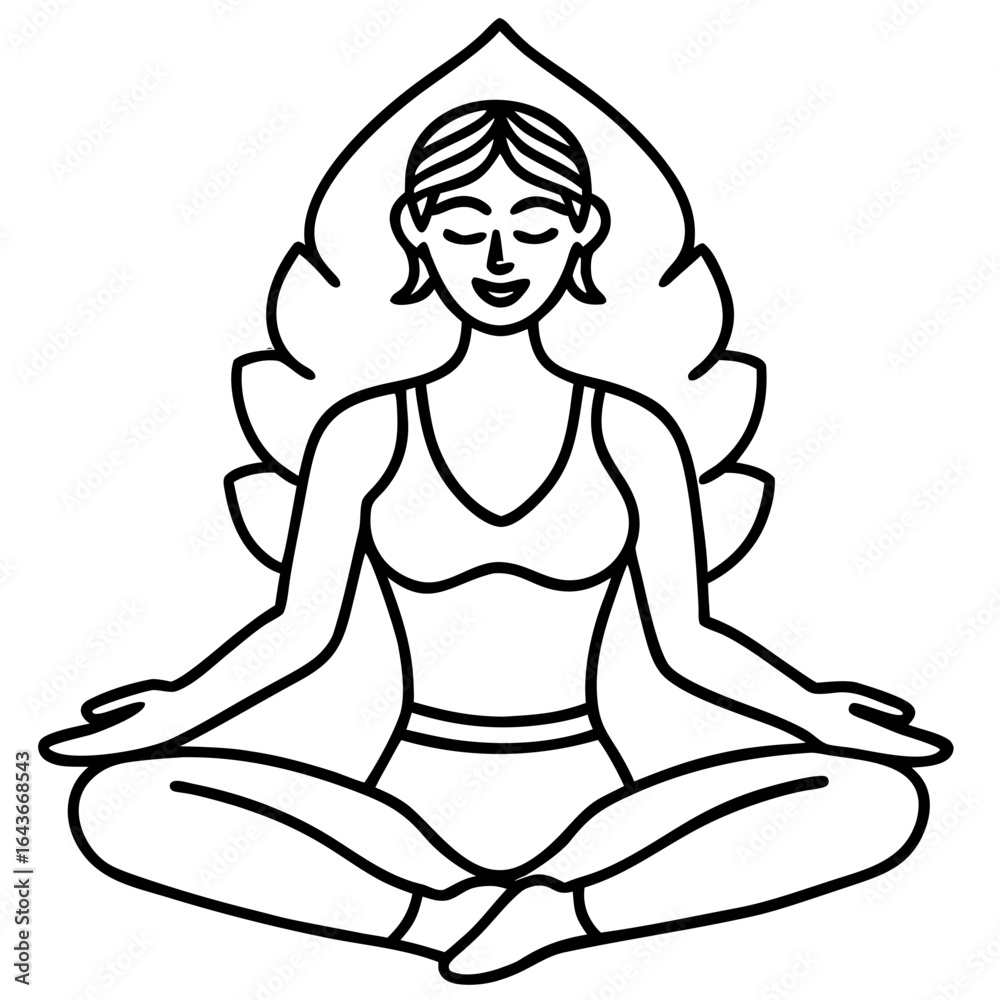 Organic Line Art of Yoga Poses with Nature Patterns, Minimalist Wellness Vector Illustration Organic Line Art of Yoga Poses with Nature Patterns, Minimalist Wellness Vector Illustration