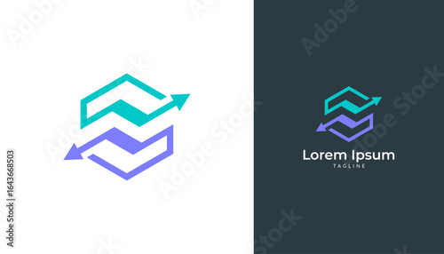 Modern abstract tech logo design vector template. Letter S Logo icon