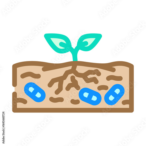 pharmaceuticals leaking soil color icon vector illustration