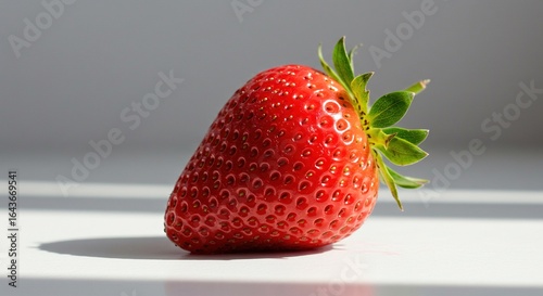 Wallpaper Mural Isolated ripe strawberry with green leaves on a white surface Torontodigital.ca