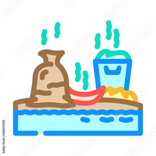 rotting garbage riverbank color icon vector illustration