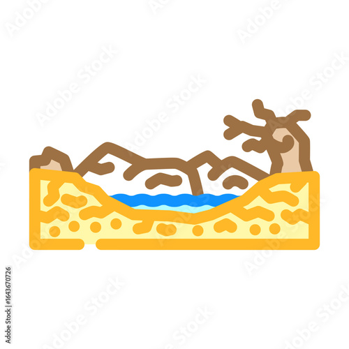 dried landscape dirty water source color icon vector illustration