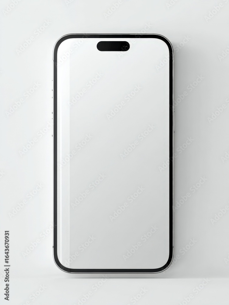 Sleek Smartphone Mockup with Blank Screen for App and Website Design Showcase on White Background Sleek Smartphone Mockup with Blank Screen for App and Website Design Showcase on White Background