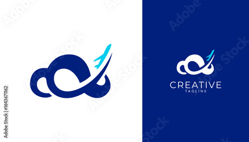 Travel logo design vector template. Cloud and plane icon
