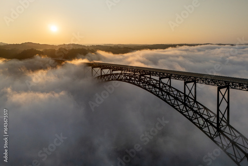 фотографія New River Gorge Bridge, West Virginia, Sunrise Fog