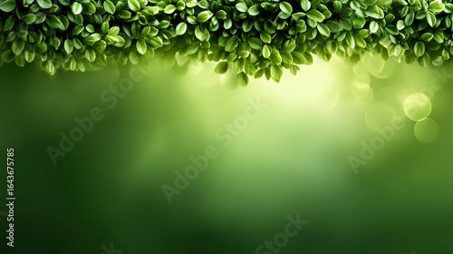 Fresh Green Leaves with Natural Light in Soft Focus on a Blur Background for Nature Themes