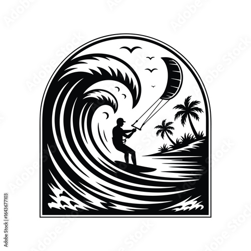 Tropical Beach Kitesurf Scene