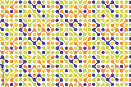 Abstract seamless pattern of connected dots, metaball. Modern bright pattern of circles, dots. Vector illustration.	