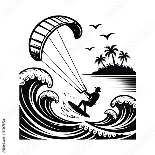 kiteboarding, Tropical Beach Kitesurf Scene