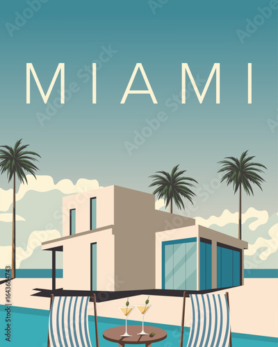 Miami poster, travel banner