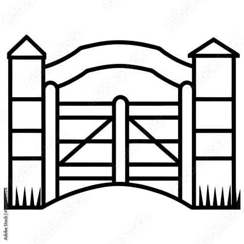 Rustic Farm Gate Illustration – Vector Art