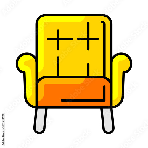 Soft chair icon. Home decor element thin line illustration.