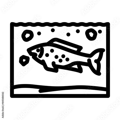 marine life ingesting microplastics line icon vector illustration