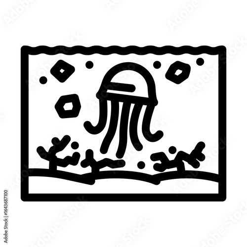 pollution wildlife microplastic line icon vector illustration
