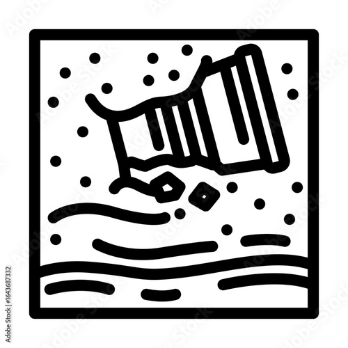 plastic debris beach microplastics line icon vector illustration