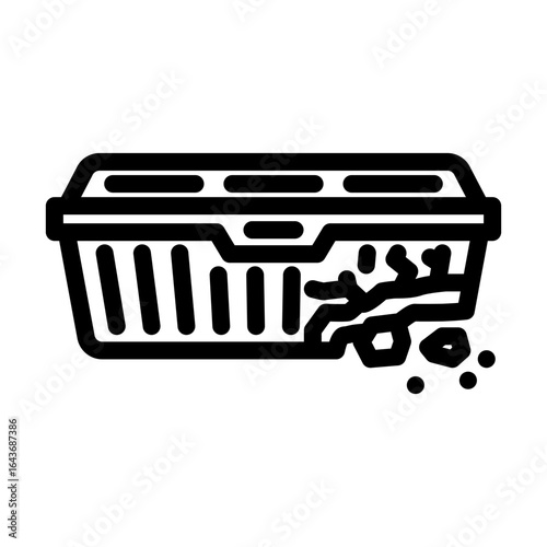 plastic packaging breaking microplastics line icon vector illustration