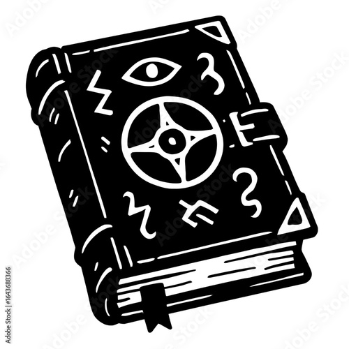 Mystical Book of Magic - Vector Art of a Spellbook or Grimoire with Symbols