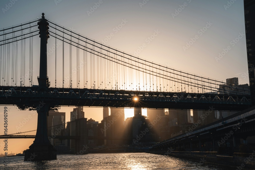 Naklejka premium brooklyn bridge at sunset