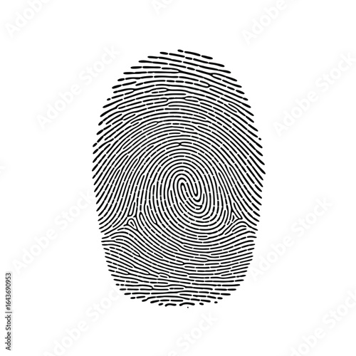 Monochrome fingerprint illustration for security and identity concepts