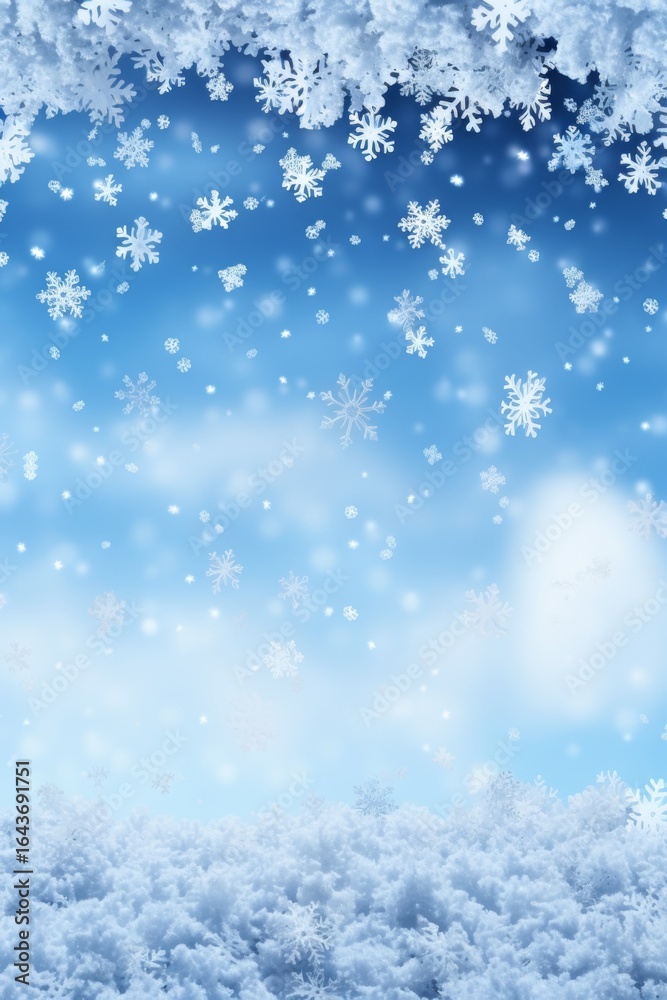 Naklejka premium Winter background falling snowflakes