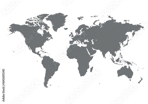 Fototapeta Naklejka Na Ścianę i Meble -  World map showing continents and oceans isolated on transparent background